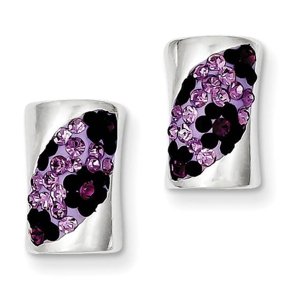 Sterling Silver Purple & Black Stellux Crystal Animal Print Post Earrings