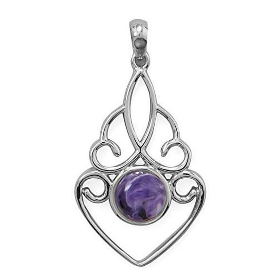 Sterling Silver Purple Charoite Pendant Grape Swirl - Pendant Only