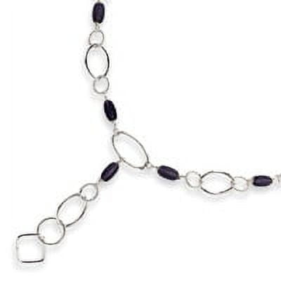 Sterling Silver Purple Crystal Fancy Link Necklace - 16 Inch - Lobster Claw