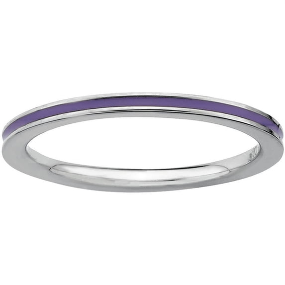 Sterling Silver Purple Enameled 1.5mm Ring
