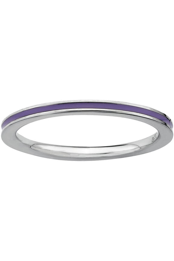 Sterling Silver Purple Enameled 1.5mm Ring