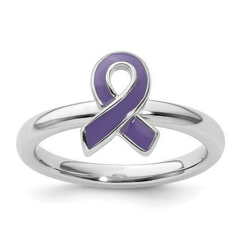 Sterling Silver Stackable Expressions Purple Enameled Awareness Ribbon Ring Sterling Silver Stackable Expressions Purple Enameled Awareness Ribbon Ring