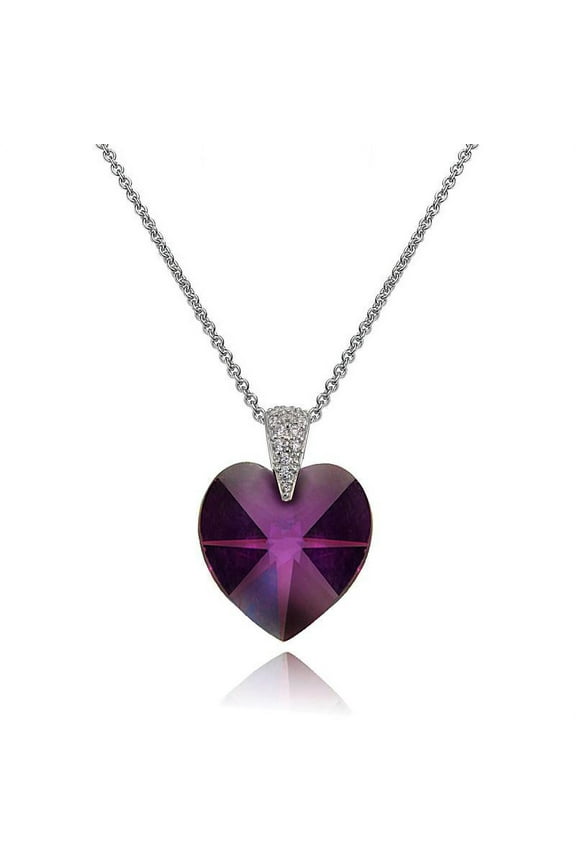 Purple Heart Necklace Created with Swarovski Crystals