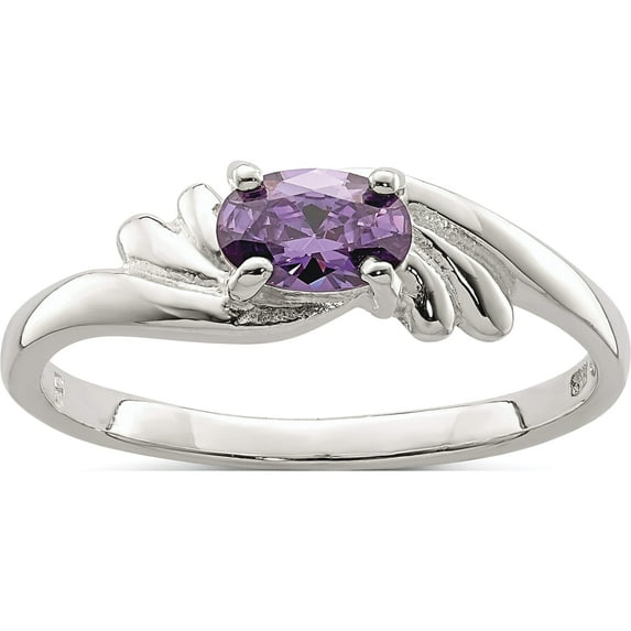 Sterling Silver Purple Oval Cz Ring (Size 6) Made In Thailand qr4422-6