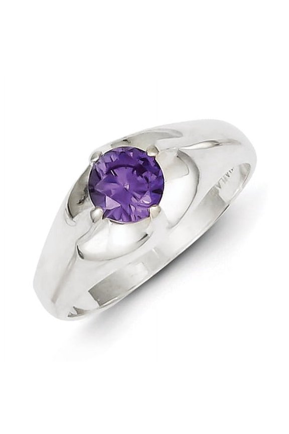 Sterling Silver Purple Round CZ Ring QR4425