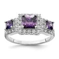 thumbnail image 1 of Sterling Silver Purple Square Cubic Zirconia Ring - Size 8, 1 of 2