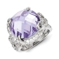 thumbnail image 1 of Sterling Silver Purple and Clear Cubic Zirconia Ring - Size 6 - Measures 17.2mm Wide, 1 of 2