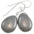 thumbnail image 1 of Sterling Silver Pyrite Earrings Long Smooth Teardrop Shape Golden Bronze Color Dangle Briolette Style Spyglass Designs Designed for Adult Women, 1 of 5
