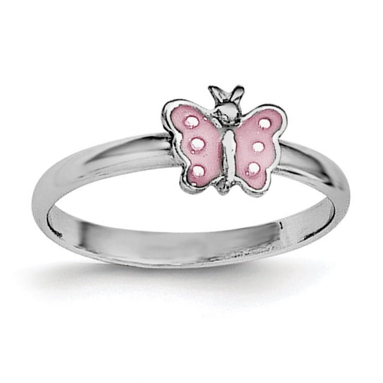 Sterling Silver Child's Pink Enameled Butterfly Ring Sterling Silver Child's Pink Enameled Butterfly Ring