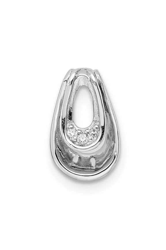 Sterling Silver RH Polished CZ Chain Slide