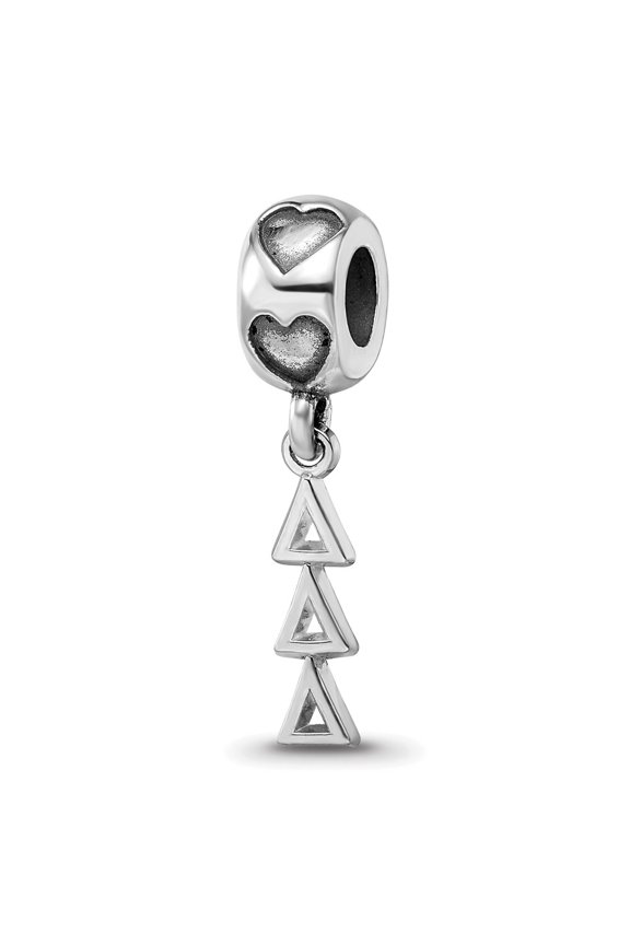 Sterling Silver RH-plate LogoArt Delta Delta Delta Vertical Letters Heart B QDDD005BD2-SS