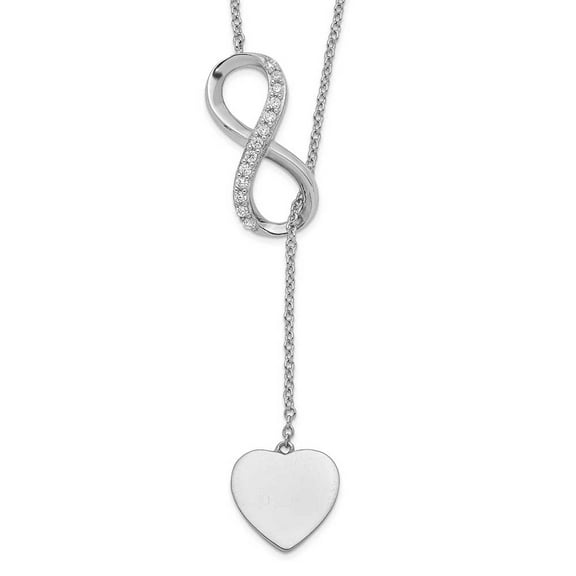 Sterling Silver RH-plated CZ Infinity/Heart w/2in ext. Y-Necklace Q-QG5258-16