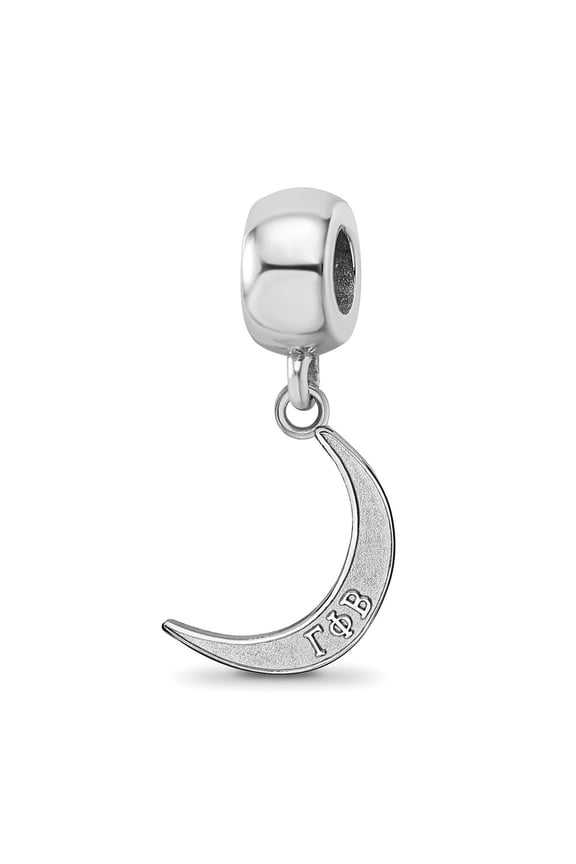 Sterling Silver RH-plated LogoArt Gamma Phi Beta Crescent Moon Bead QGPB003BD1-SS