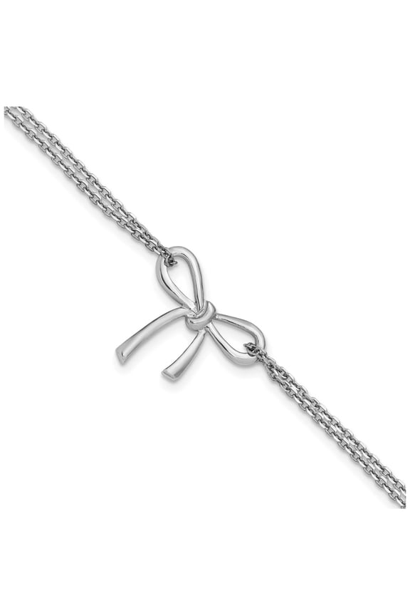 Sterling Silver RH-plated Polished Two-strand Bow Bracelet