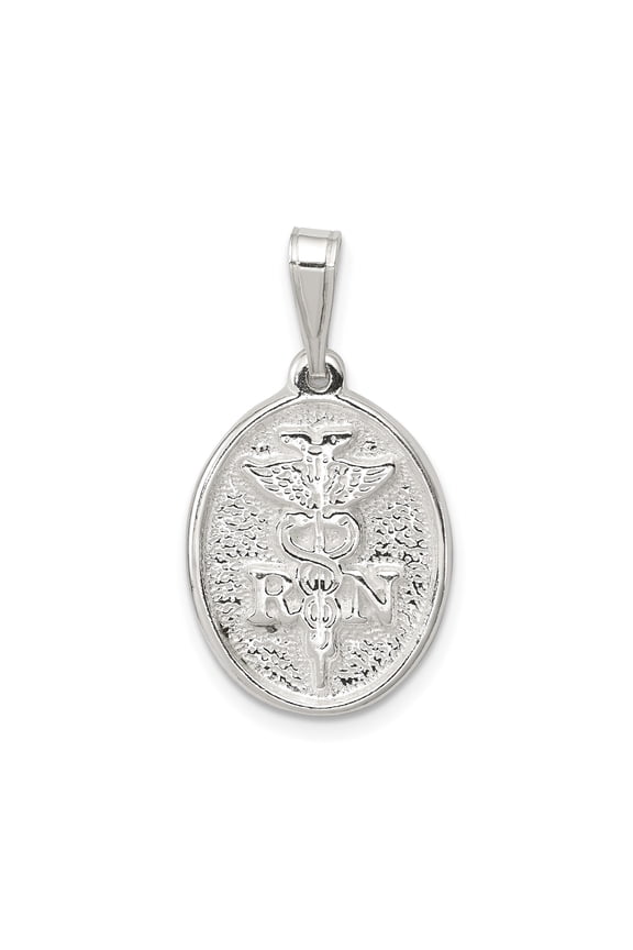 Sterling Silver RN Pendant Necklace with Caduceus Medical Symbol for Women or Unisex Nurses, Registered Nurse Jewelry for Healthcare Professionals and Compassionate Healer Pride