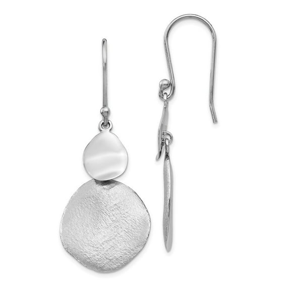 Sterling Silver Radiant Essence Polished Textured Dangle Earrings - Measures 48x19mm Wide