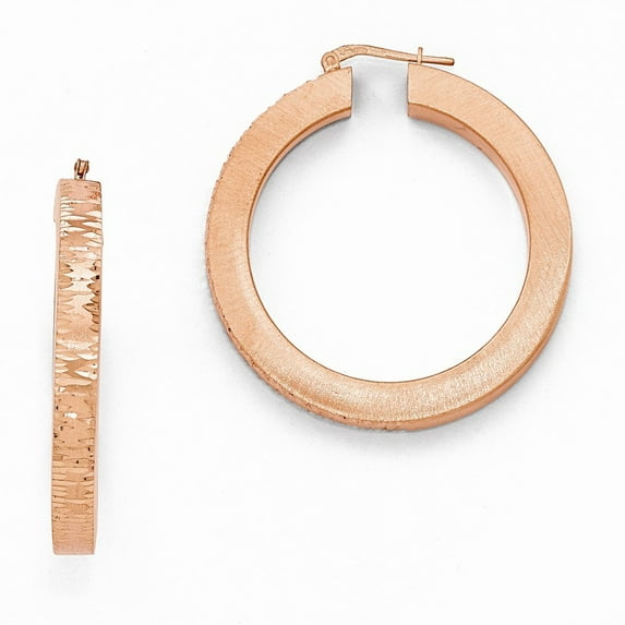Sterling Silver Radiant Essence Rose Gold-Flashed Earrings - Measures 47x45mm Wide 5mm Thick