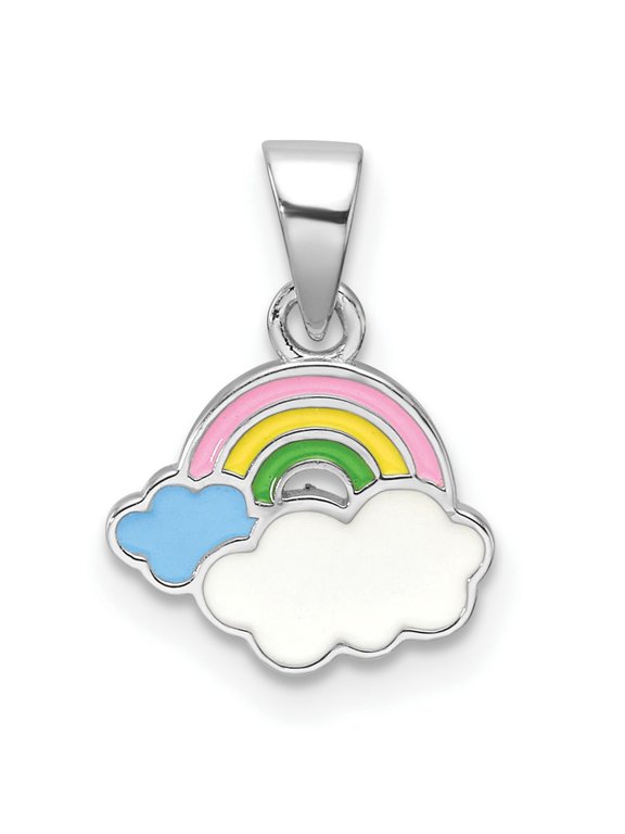 Sterling Silver Rainbow Cloud Pendant with Pastel Enamel, Colorful Charm for Women or Teens, Symbol of Hope and Joy, Whimsical Style for Necklace or Bracelet