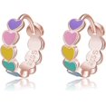 thumbnail image 1 of Sterling Silver Rainbow Heart Hoop Earrings for Women Teens Colorful Love Earrings Huggie for Valentines Day, 1 of 10