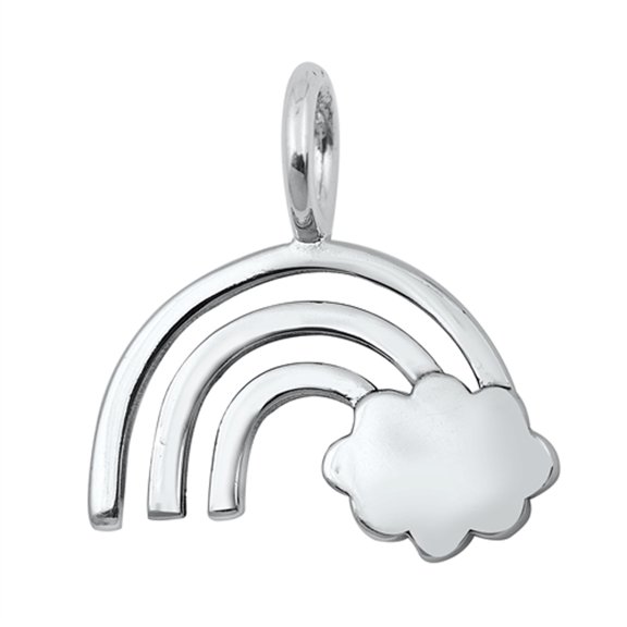 Sterling Silver Rainbow Pendant Modern Cutout Minimalist Charm 925 Jewelry Female Unisex