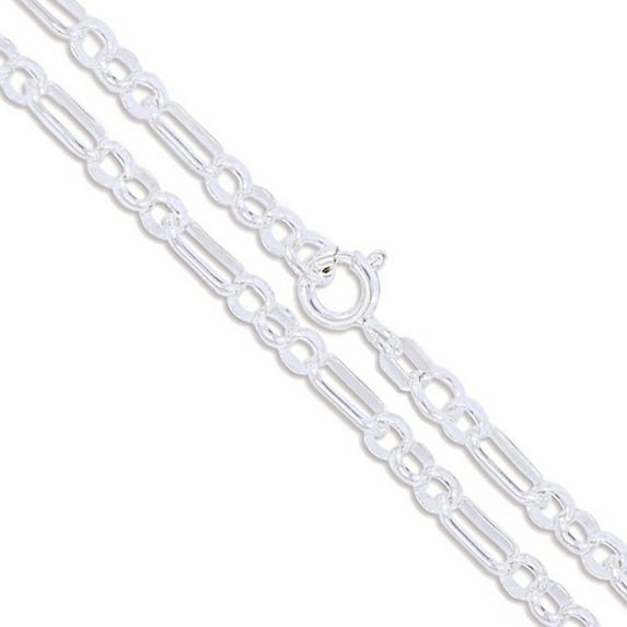 Sterling Silver Ralt Rolo Chain 3.4mm Solid 925 Italy Figure Eight Necklace 20" Jewelry Female
