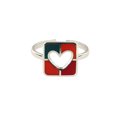 thumbnail image 1 of Sterling Silver Rectangle  Orange Red and Green cut-out Heart Adjustable open Ring, 1 of 6
