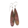 thumbnail image 1 of Sterling Silver Red Creek Jasper Earrings Red Smooth Large Long Red Brown Simple Drops Designed for Adult Women, 1 of 5
