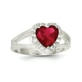 thumbnail image 1 of Sterling Silver Red Cubic Zirconia Heart Ring - Size 8 - Measures 3mm Wide, 1 of 2