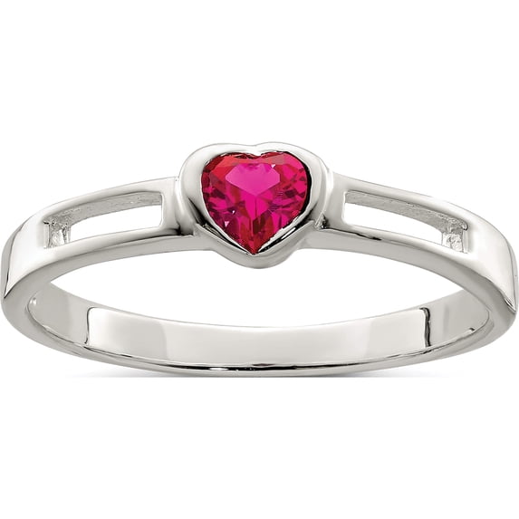 Sterling Silver Red Cz Heart Ring (Size 7) Made In Thailand qr4330-7