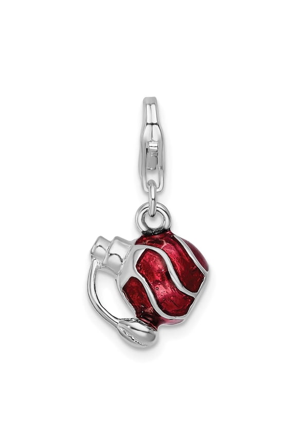 Sterling Silver Red Enamel Football Helmet Charm for Women or Unisex Bracelets, Sports Fan Jewelry, Team Spirit Accessory, Athletic Pride Pendant