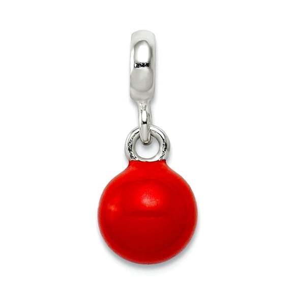 925 Sterling Silver Polished Red Enameled Bead Enhancer Charm 16x7mm Wide Pendant Necklace for Women