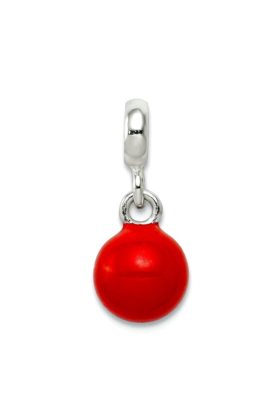 925 Sterling Silver Polished Red Enameled Bead Enhancer Charm 16x7mm Wide Pendant Necklace for Women