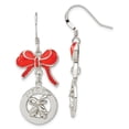 thumbnail image 1 of Sterling Silver Red Enameled Merry Bells & Bows Dangle Earrings, 1 of 3