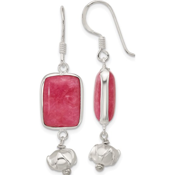 Jewelry by Sweet Pea Sterling Silver Red Jade Dangle Shepherd Hook Earrings