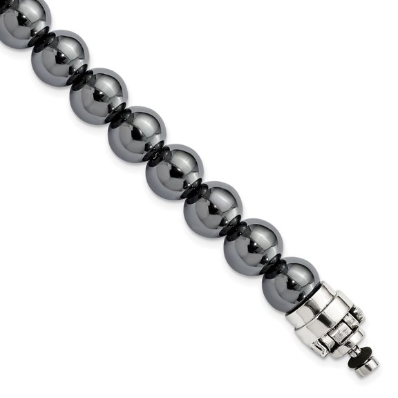 Sterling Silver Reflections 10mm Hematite Beaded 8in Bracelet/Bead not included, sold seperately