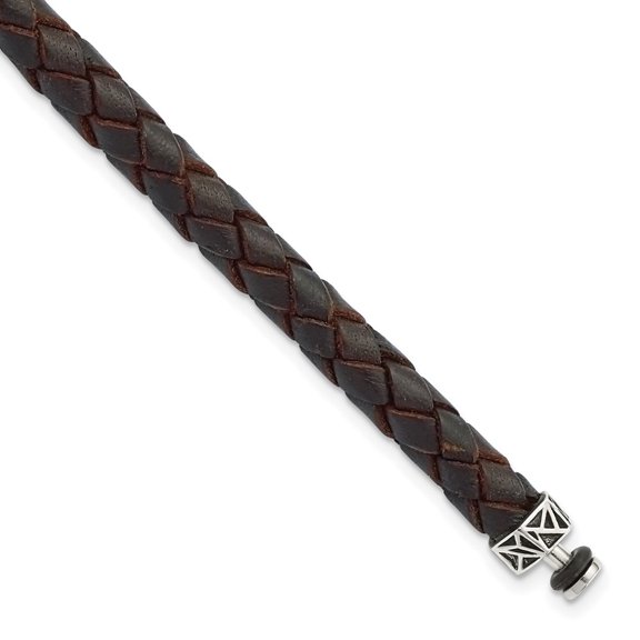 Sterling Silver Reflections 6mm Brown Gen. Leather 8in Bracelet/Bead not included, sold seperately