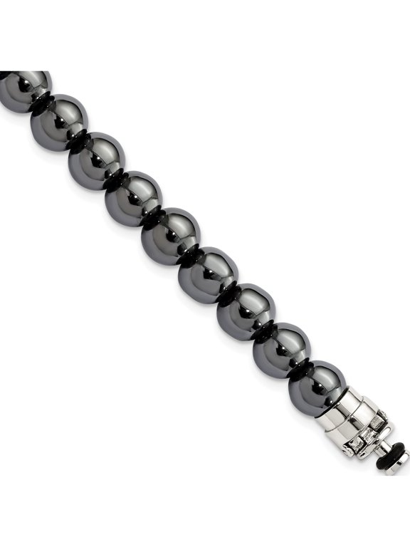 Sterling Silver 8mm Hematite Beaded 8.5in Bracelet/Bead not included, sold seperately
