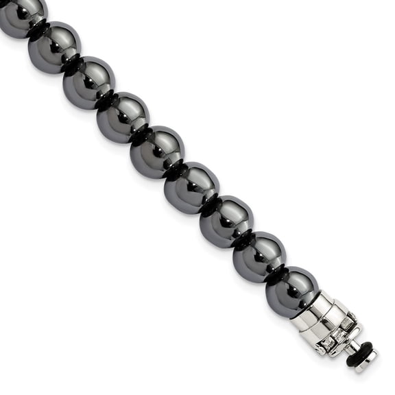 Sterling Silver Reflections 8mm Hematite Beaded 8.5in Bracelet/Bead not included, sold seperately