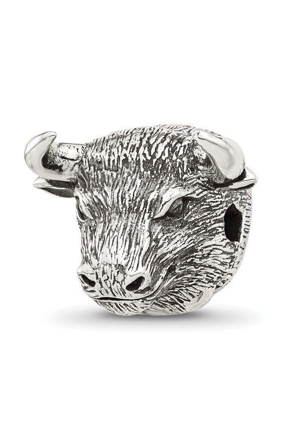s Antiqued Fighting Bull Head Hinged Bead