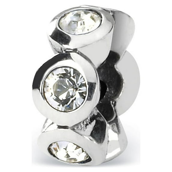 Sterling Silver Reflections April Crystal Bead Charm - Measures 10.91x4.55mm Wide