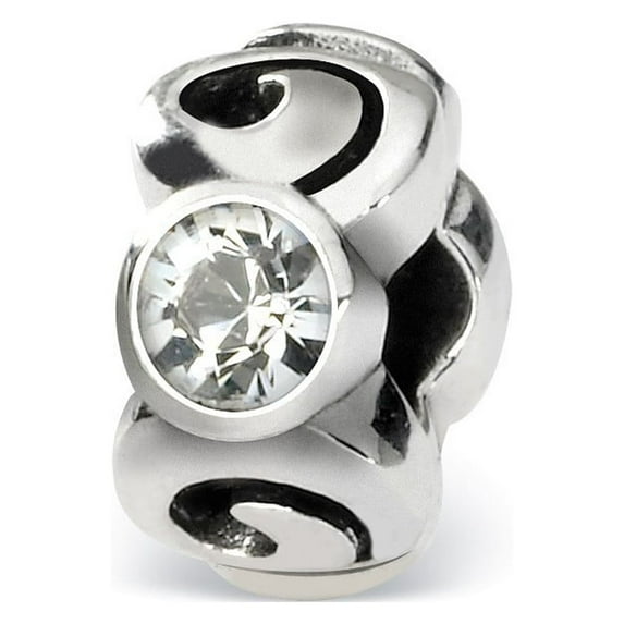 Sterling Silver Reflections April Crystal Bead Charm - Measures 10.91x5.45mm Wide