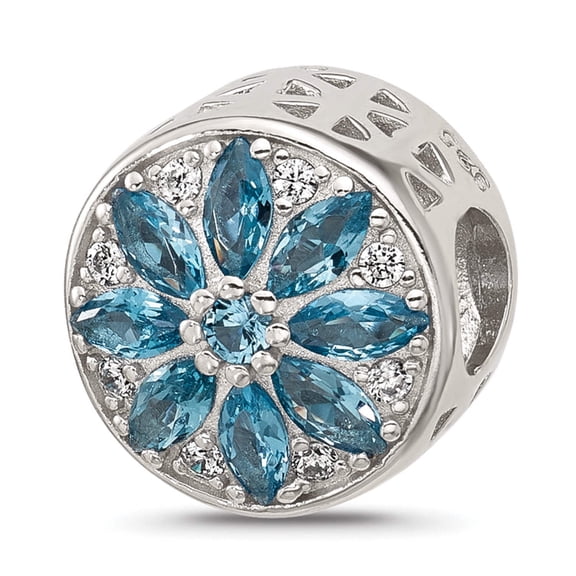Sterling Silver Reflections Blue Spinel & CZ Snowflake Bead