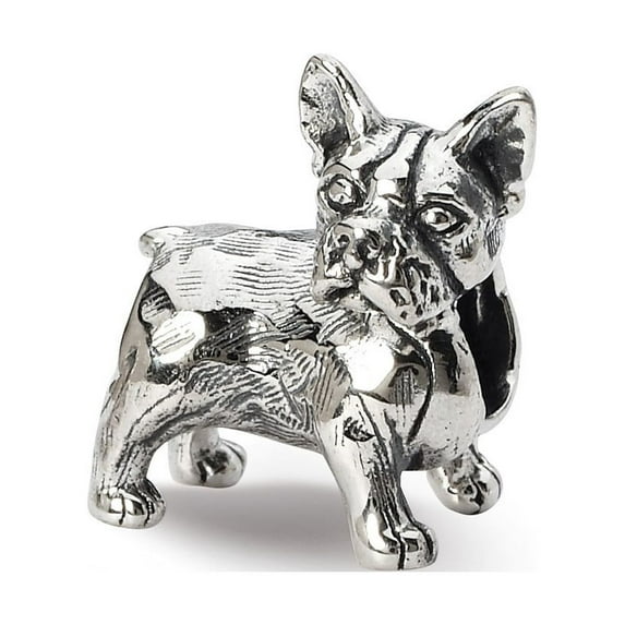 Sterling Silver Reflections Boston Terrier Bead Charm - Measures 12.73x10.00mm Wide