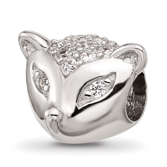 Sterling Silver Reflections CZ Fox Face Bead