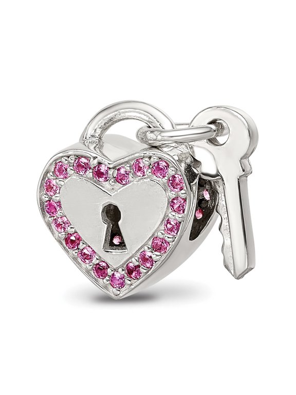 s CZ Heart & Key Lock Bead