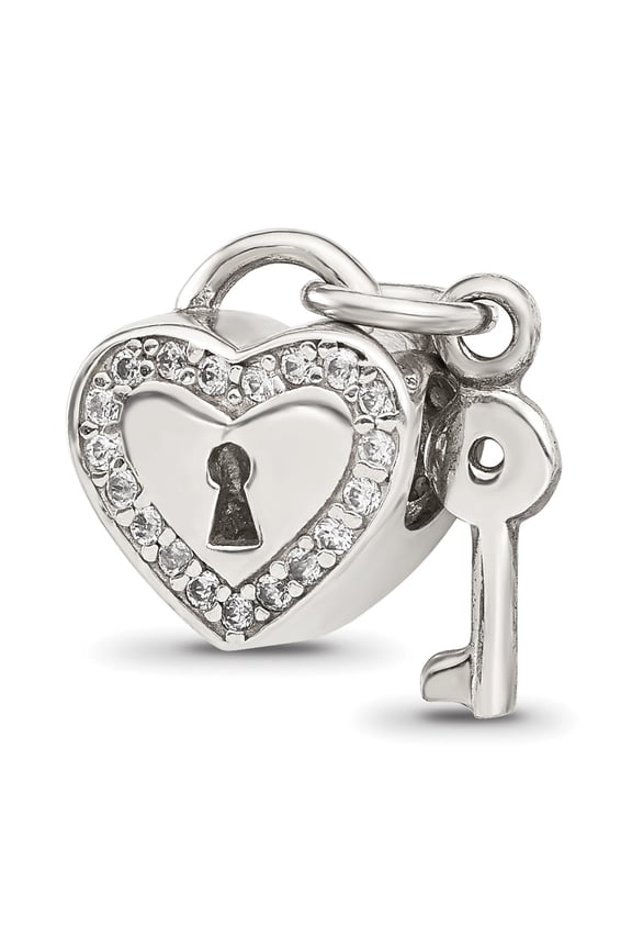 s CZ Heart Lock with Key Bead