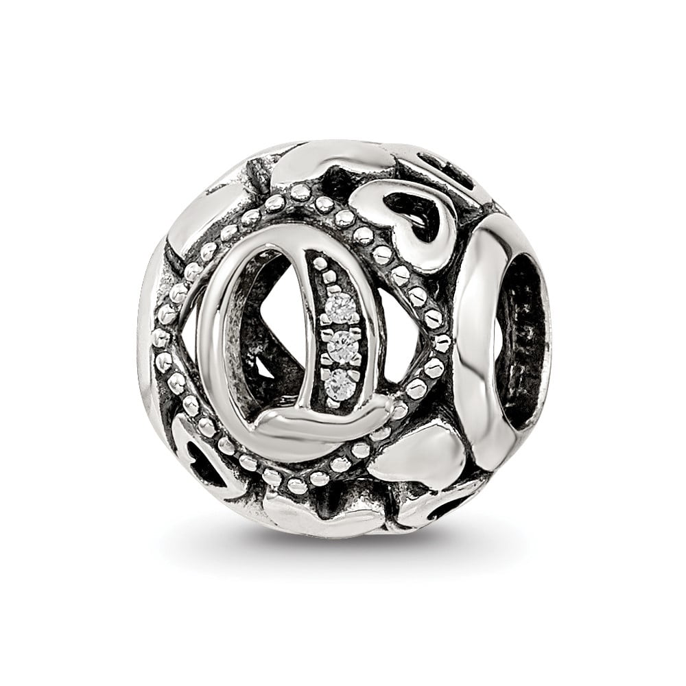 Sterling Silver Reflections CZ Letter Q Bead