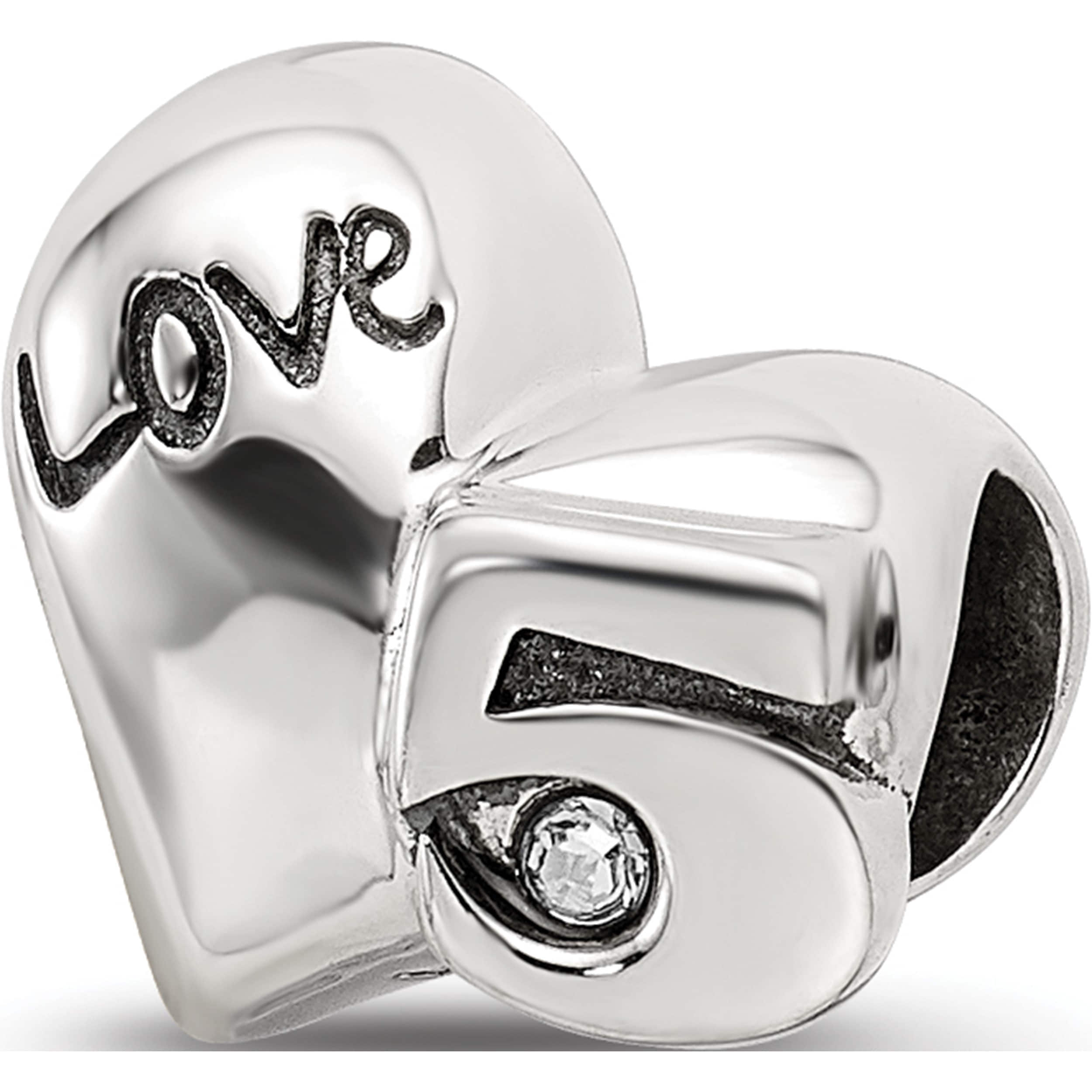 Sterling Silver Reflections Crystals 5Th Anniversary Bead (10.91 X 11.82) Made In China qrs3455