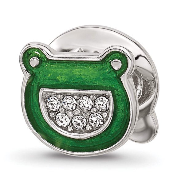 Sterling Silver Reflections Enamel Frog With Crystal Bead