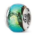 thumbnail image 1 of Sterling Silver Reflections Green Dichroic Glass Bead Charm - Measures 11.82x5.45mm Wide, 1 of 2
